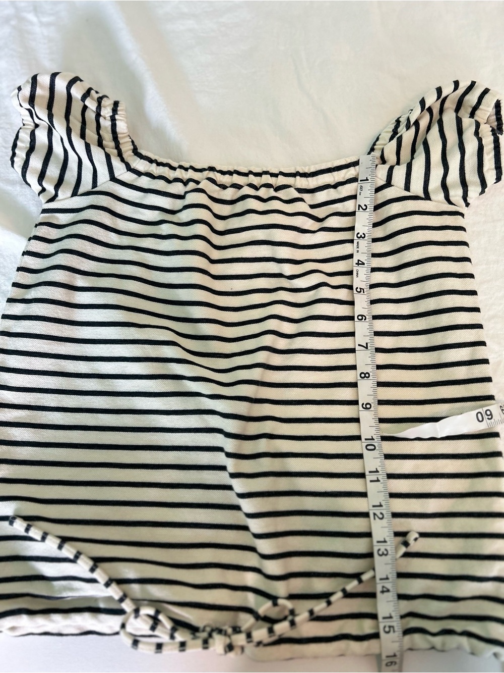 Madewell Melody Striped Off the Shoulder Drawstring Top XXS Coastal Preppy - Picture 5 of 8